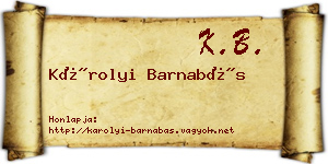 Károlyi Barnabás névjegykártya