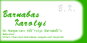 barnabas karolyi business card